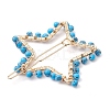 2Pcs Moon & Star Alloy with Synthetic Turquoise Hollow Hair Barrettes PHAR-JH00105-01-5