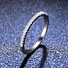 Rhodium Plated 925 Sterling Silver Micro Pave Moissanite Plain Band Rings WGF7D9C-18-1