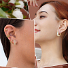 4 Pairs 4 Style Clear Cubic Zirconia Rectangle Hoop Earrings EJEW-BBC0001-19-5