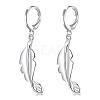 Beautiful Design Silver Color Plated Brass Leaf Dangle Earrings EJEW-BB00702-1