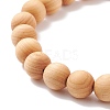 Round Natural Wood Beaded Stretch Bracelet BJEW-JB08259-5