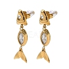 304 Stainless Steel Cubic Zirconia Stud Dangle Earrings for Women SA-CBA0E8A-01G-3