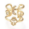 Brass Micro Pave Clear Cubic Zirconia Cuff Rings RJEW-F108-02G-2