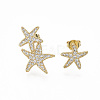 Brass Micro Pave Clear Cubic Zirconia Stud Earrings EJEW-R144-006G-NF-1