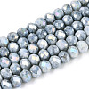 Anti-Tarnish Electroplate Rondelle Glass Beads Strands X-EGLA-T021-4mm-17-10-1