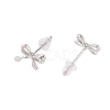 Bowknot Brass Stud Earrings for Women EJEW-P288-01P-3