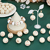 40Pcs Printed Wood European Beads WOOD-DC0001-11-5