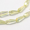 Faceted Rainbow Plated Teardrop Electroplated Glass Beads Strands EGLA-F104-09A-2