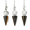 Natural Tiger Eye Cone Dowsing Pendulum Big Pendants G-C114-02P-18-1