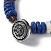 Dyed Natural Lava Rock Disc Beaded Bracelet BJEW-Z020-01A-AS-2