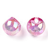 UV Plating Rainbow Iridescent Acrylic Beads X-OACR-G012-04A-2