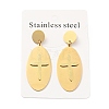 Oval with Cross Long Dangle Stud Earrings with 316 Stainless Steel Pins EJEW-F285-12G-3