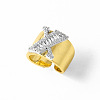 Brass Micro Pave Clear Cubic Zirconia Cuff Open Rings FS-WGA5D1D-24-1