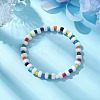 White Acrylic & Glass Seed Beaded Stretch Bracelets for Women BJEW-JB10344-2