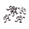 Gunmetal Plated Alloy Letter Pendants PALLOY-P097-03-H-2