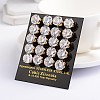 Flat Round 304 Stainless Steel Cubic Zirconia Stud Earrings EJEW-H306-35G-6mm-2