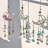 Natural  Amazonite  Chips Moon Pendant Decorations HJEW-FS00027-02-7