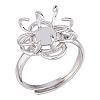 1Pc Rhodium Plated 925 Sterling Silver Adjustable Ring Settings STER-HS0001-16-1