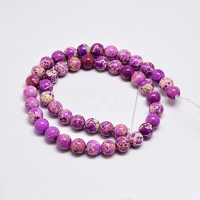 Natural Imperial Jasper Beads Strands G-I122-6mm-07-1