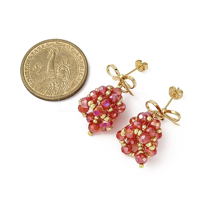 Christmas Bell Brass Dangle Stud Earrings EJEW-MZ00495-01-1