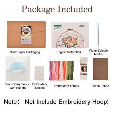 Gypsophila Pattern DIY Embroidery Kit DIY-P077-050-1