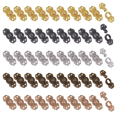 50Pcs 5 Colors Flower Alloy Snap Lock Clasps FIND-GL0002-03-1
