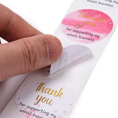 Flat Round Paper Thank You Stickers DIY-C042-06-1