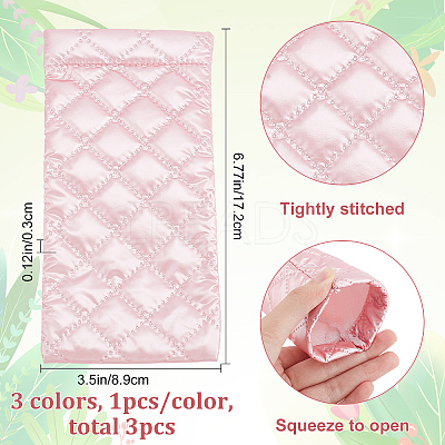 3pcs 3 Colors Rhombus Pattern Rectangle Polyester Eyeglass Pouch AJEW-CP0005-55-1