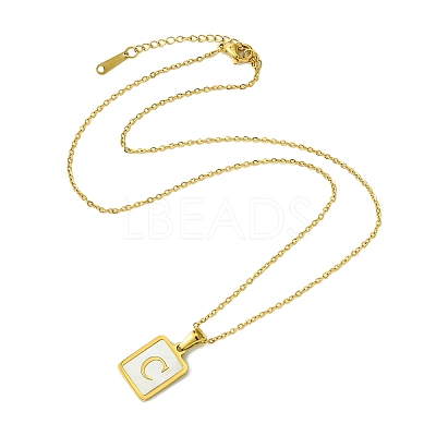 Ion Plating(IP) Rectangle with Initial Letter 304 Stainless Steel Pendant Necklace NJEW-R265-04G-C-1