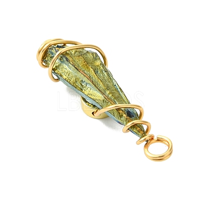 2Pcs Electroplated Natural Quartz Crystal Dyed Copper Wire Wrapped Pendants PALLOY-JF03169-01-1