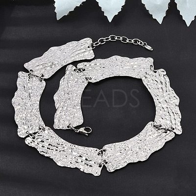 316L Surgical Stainless Steel Textured Link Chain Choker Necklaces SA-CBAB122-06P-1