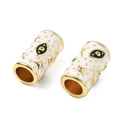 Brass Micro Pave Clear Cubic Zirconia Column European Beads KK-Z114-15G-B-1
