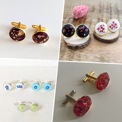 24Pcs 4 Colors Brass Cufflinks KK-SC0006-38-1