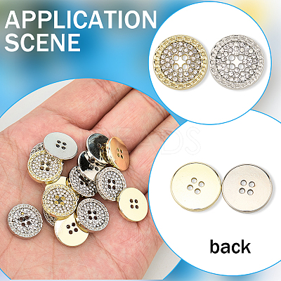 20Pcs 2 Colors Alloy Buttons BUTT-GF0004-09-1