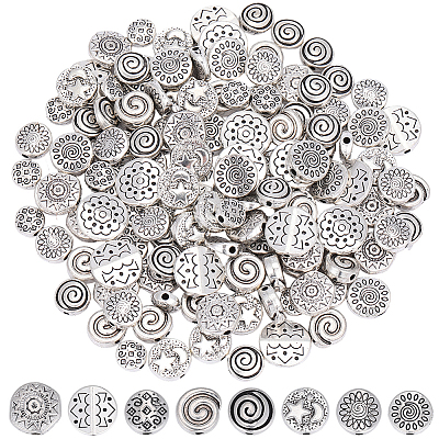160Pcs 8 Styles Tibetan Style Alloy Beads FIND-PA0001-65B-1