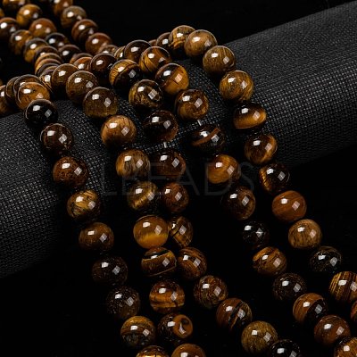 Natural Grade AB Tiger Eye Round Beads Strands X-G-O047-02-10mm-1