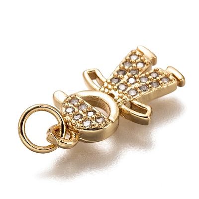 Brass Micro Pave Clear Cubic Zirconia Pendants ZIRC-C020-36G-1