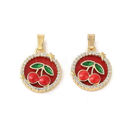 Rack Plating Brass Micro Pave Cubic Zirconia Pendants KK-C037-02G-1