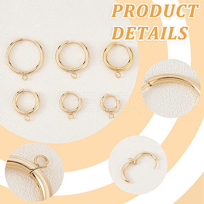 12Pcs 6 Size 201 Stainless Steel Huggie Hoop Earring Findings STAS-UN0045-55-1