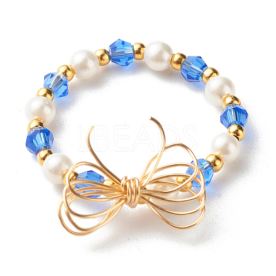 Imitate Austrian Crystal Bicone Glass Beaded Finger Rings X1-RJEW-TA00003-04-1