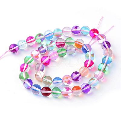 Synthetic Moonstone Beads Strands G-R375-6mm-B08-1
