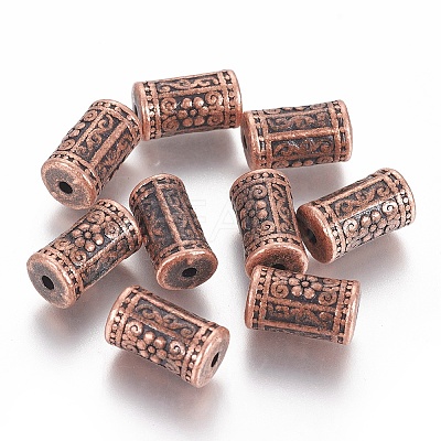 Tibetan Style Alloy Flower Pattern Column Beads X-TIBEB-7424-R-NR-1