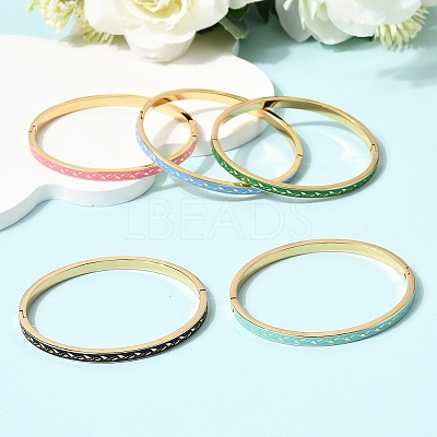 304 Stainless Steel Enamel  Bangles BJEW-D408-36G-1
