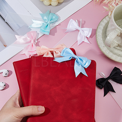 24Pcs 6 Colors Polyester Bowknot & Transparent Acrylic Bookmarks AJEW-FH00038-1