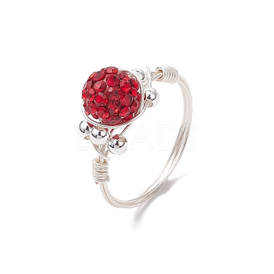 Handmade Polymer Clay Rhinestone Finger Rings for Women RJEW-JR00919-1