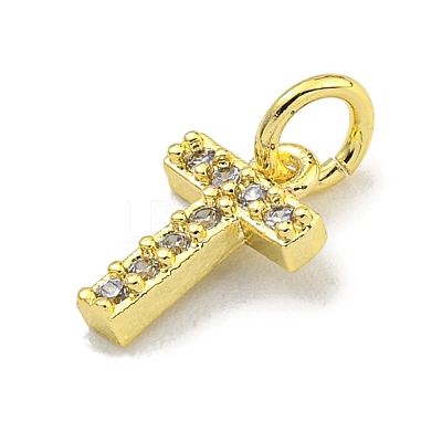 Letter Brass Micro Pave Clear Cubic Zirconia Pendants KK-K354-06G-T-1