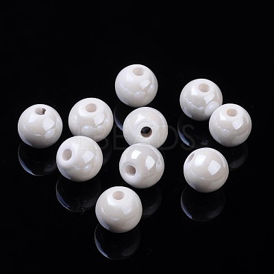 Glazed Porcelain Round Beads X-PORC-S489-10mm-01-1