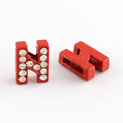 Mixed Color Zinc Alloy Grade A Rhinestone Letter Slide Charms ALRI-S130-N-1