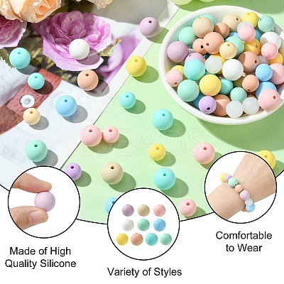 90Pcs 18 Styles Round Food Grade Eco-Friendly Silicone Beads SIL-CJ0001-86-1