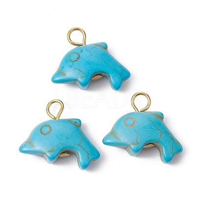 Synthetic Turquoise Pendants PALLOY-JF02371-02-1